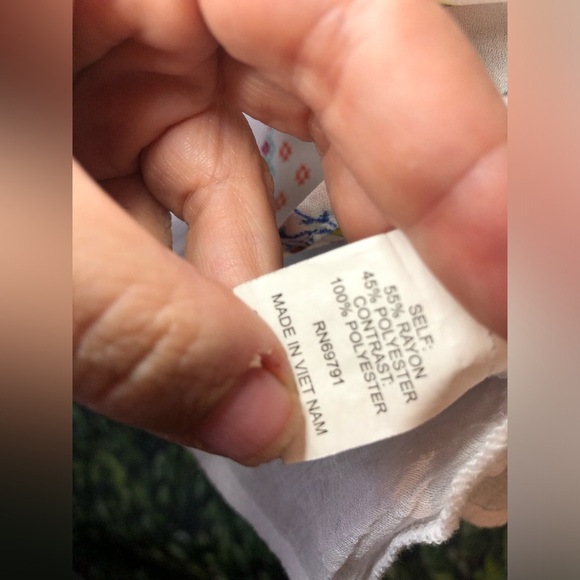 Anthropologie Fig and Flower Multicolored Embellished 3/4 Sleeve Blouse PM - Picture 13 of 14